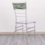 5 Pack | Sage Green Spandex Stretch Chair Sashes with Silver Diamond Ring Slide Buckle