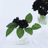 24 Roses | 2inch Black Artificial Foam Flowers With Stem Wire and Leaves
