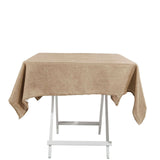 54"x54" Natural Faux Burlap Square Tablecloth, Boho Chic Jute Table Linen