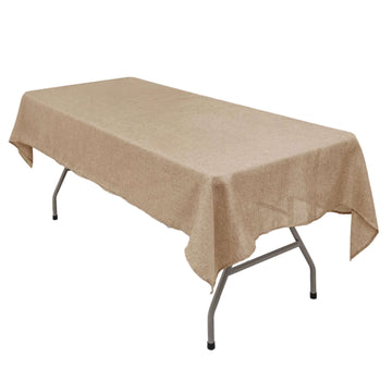 Faux Burlap Jute 54"x96" Rectangle Tablecloth Natural - Rustic Event Table Linen