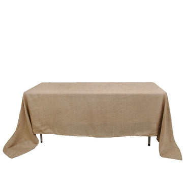 Faux Burlap Jute 60"x126" Rectangle Tablecloth Natural - Rustic Event Table Linen