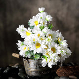 4 Bushes | 11inch White Artificial Silk Daisy Flower Bouquet Branches