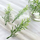 25 Pack | 6" Mini Green Artificial Fern Leaf Branch Stems, Flower Vase Filler For Floating Candle