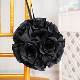 2 Pack | 7inch Black Artificial Silk Rose Flower Ball, Silk Kissing Ball