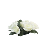 4 Pack | 3Inches Ivory Artificial Silk Rose Flower Candle Ring Wreaths