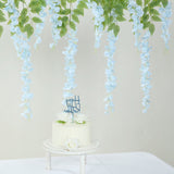 5 Pack 44inch Silk Hanging Wisteria Flower Garland Vines in Blue, Elaborated 3 Full Strands