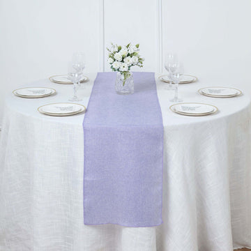 Faux Linen 14"x108" Table Runner Lavender - Rustic Style Table Decor