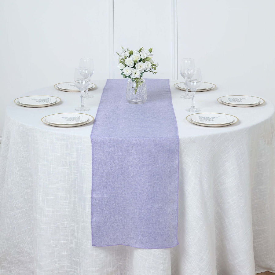 14x108inch Lavender Lilac Boho Chic Rustic Faux Jute Linen Table Runner