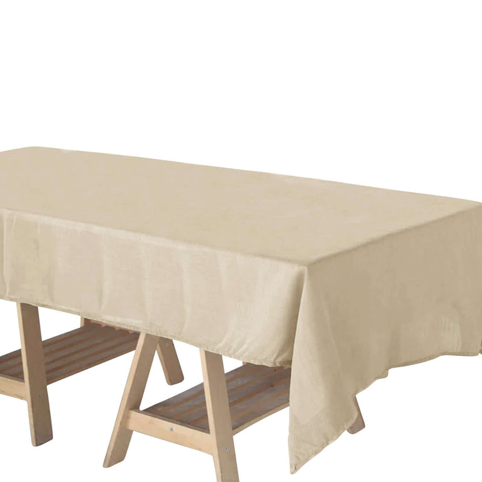 60"x102" Beige Rectangular Tablecloth, Linen Table Cloth With Slubby Textured, Wrinkle Resistant