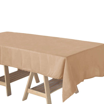 Faux Linen 60"x102" Rectangular Tablecloth Natural - Slubby Textured & Wrinkle Resistant Table Cover