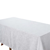 90x156 inch White Rectangular Tablecloth, Linen Table Cloth With Slubby Textured, Wrinkle Resistant