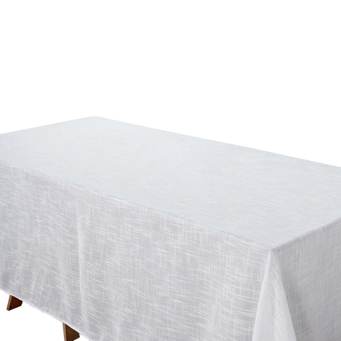 90x156 inch White Rectangular Tablecloth, Linen Table Cloth With Slubby Textured, Wrinkle Resistant