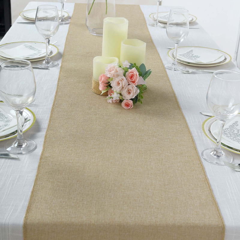 Natural faux linen table runner