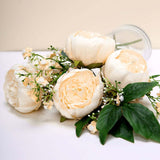 10 Pack | 3inch Beige Artificial Silk DIY Craft Peony Flower Heads#whtbkgd