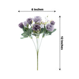 4 Bushes | 12inch Lavender Lilac Real Touch Artificial Silk Rose Flower Bouquet