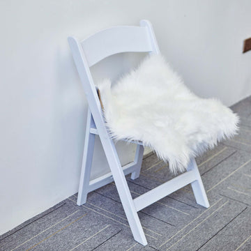 Faux Sheepskin 20" Cushion Cover with Soft Plush Finish White - Stylish Small Shag Area Rug for Events