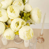 2 Pack | 19inch Ivory Artificial Peony Flower Wedding Bouquets, Faux Silk Flower Arrangements