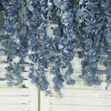 42inch Silk Hanging Wisteria Flower Garland Vines in Dusty Blue, Elaborated 5 Full Strands