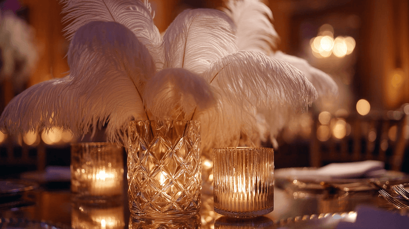 Feather and Crystal Centerpieces for Gatsby Glam NYE