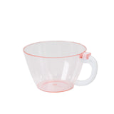 25-Pack Disposable Plastic Coffee Cups with Handles - 6oz Transparent Blush Hard Tea Mugs#whtbkgd