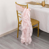 5 Pack Blush Rose Gold Curly Willow Chiffon Satin Chair Sashes