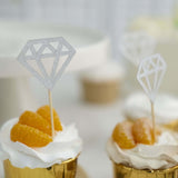 24 Pack | Silver Diamond Ring Cupcake Toppers, Party Cake Picks