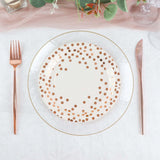 25 Pack | 7inch White Rose Gold Polka Dot Dessert Appetizer Paper Plates