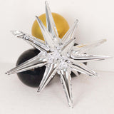 5 Pack Metallic Silver 14-Point Starburst Mylar Foil Balloons,  Fireworks Star Explosion