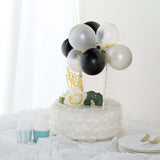 11 Pcs | Confetti Balloon Cake Topper Kit, Mini Balloon Garland Cloud Cake Decorations - Black, Silver and Clear