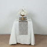 5 Pack Black Mesh Organza Table Runners with Gold Foil Water Wave Pattern