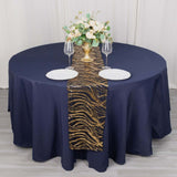 12x108inch Black Gold Wave Mesh Table Runner With Embroidered Sequins