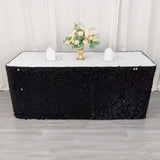 21ft Black Premium Big Payette Sequin Dual Layered Satin Table Skirt