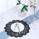 6 Pack Black Vinyl Placemats, Vintage Floral Lace Non-Slip Dining Table Mats 15"