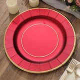 25 Pack | 13inch Burgundy Sunray Heavy Duty Paper Charger Plates, Disposable Serving Trays