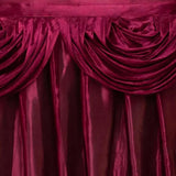 14ft Burgundy Pleated Satin Double Drape Table Skirt