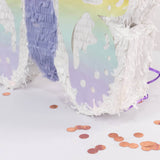 Expandable White Lilac Paper Butterfly Pinata Hanging Decor with Pastel Colored Wings, Fairy Themed