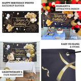 6ftx3ft Black / Gold Happy Birthday Polyester Background Banner