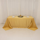 90x132inch Champagne Seamless Lamour Satin Rectangle Tablecloth for 6 Foot Table