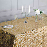 90X132 Champagne Big Payette Sequin Rectangle Tablecloth Premium