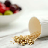 100 Pack | 4.5Inch Gold Pearl Bamboo Skewers Cocktail Picks, Stir Sticks, Eco Friendly