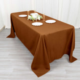 72"x120" Cinnamon Brown Polyester Rectangle Tablecloth, Reusable Linen Tablecloth