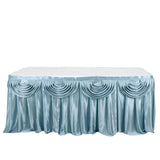 14ft Dusty Blue Pleated Satin Double Drape Table Skirt