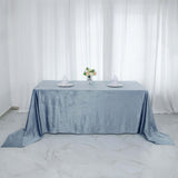 90Inch x 132Inch Dusty Blue Seamless Premium Velvet Rectangle Tablecloth, Reusable Linen