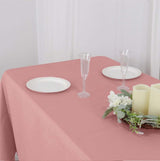 72"x120" Dusty Rose Polyester Rectangle Tablecloth, Reusable Linen Tablecloth