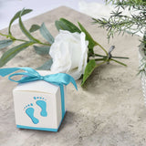 25 Pack | 2inch Blue Footprint Baby Shower Party Favor Candy Gift Boxes