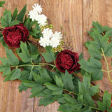 6ft | Burgundy Artificial Peony/Foliage Hanging Flower Garland Vine