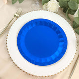 25 Pack | 9inch Geometric Royal Blue Foil Dinner Paper Plates, Disposable Party Plates - 400 GSM