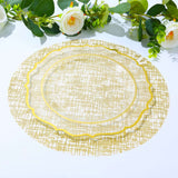 10 Pack Metallic Gold Glitter Mesh Round Table Mats, 13inch Polyester Dining Placemats