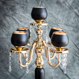 25inch Gold/Black 5 Arm Metal Tealight Votive Candelabra Candle Holder Centerpiece