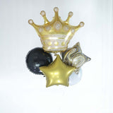 Set of 6 | Gold/Black Marble Mylar Foil Party Balloon Set